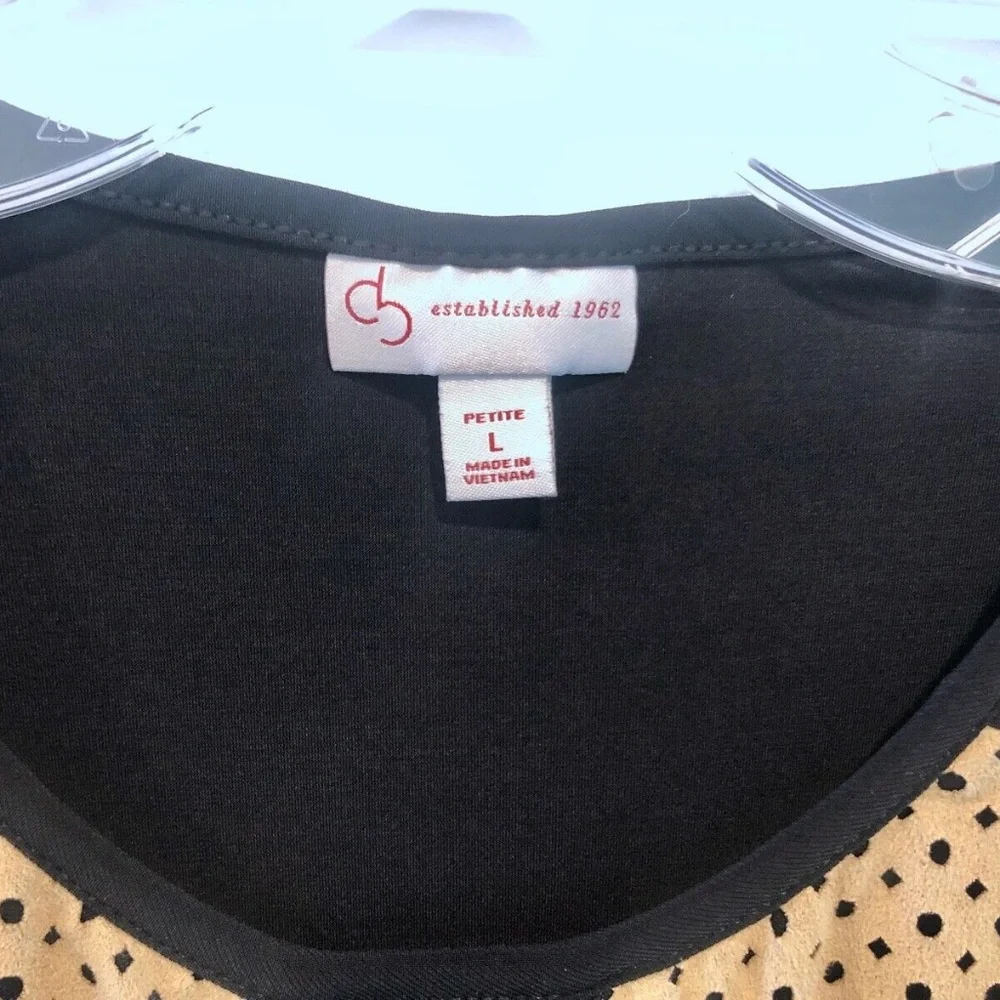 Women's cb Established 1962 Black/Tan Keyhole 3/4 Sleeve Top Size PL - Picture 4 of 7